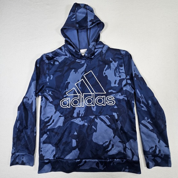 adidas Other - Adidas Hoodie Boys Large L 14/16 Camo Sweatshirt Blue Pullover Long Sleeve